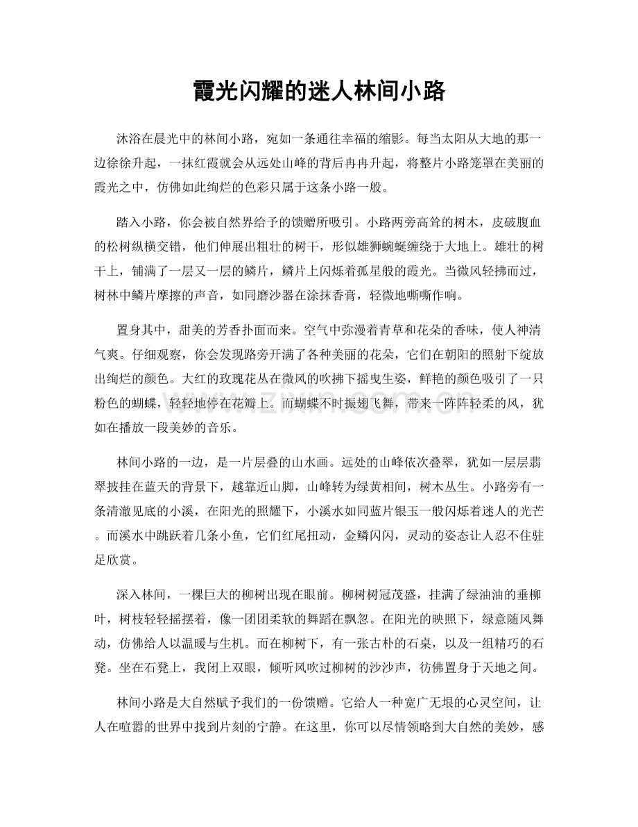 霞光闪耀的迷人林间小路.docx_第1页