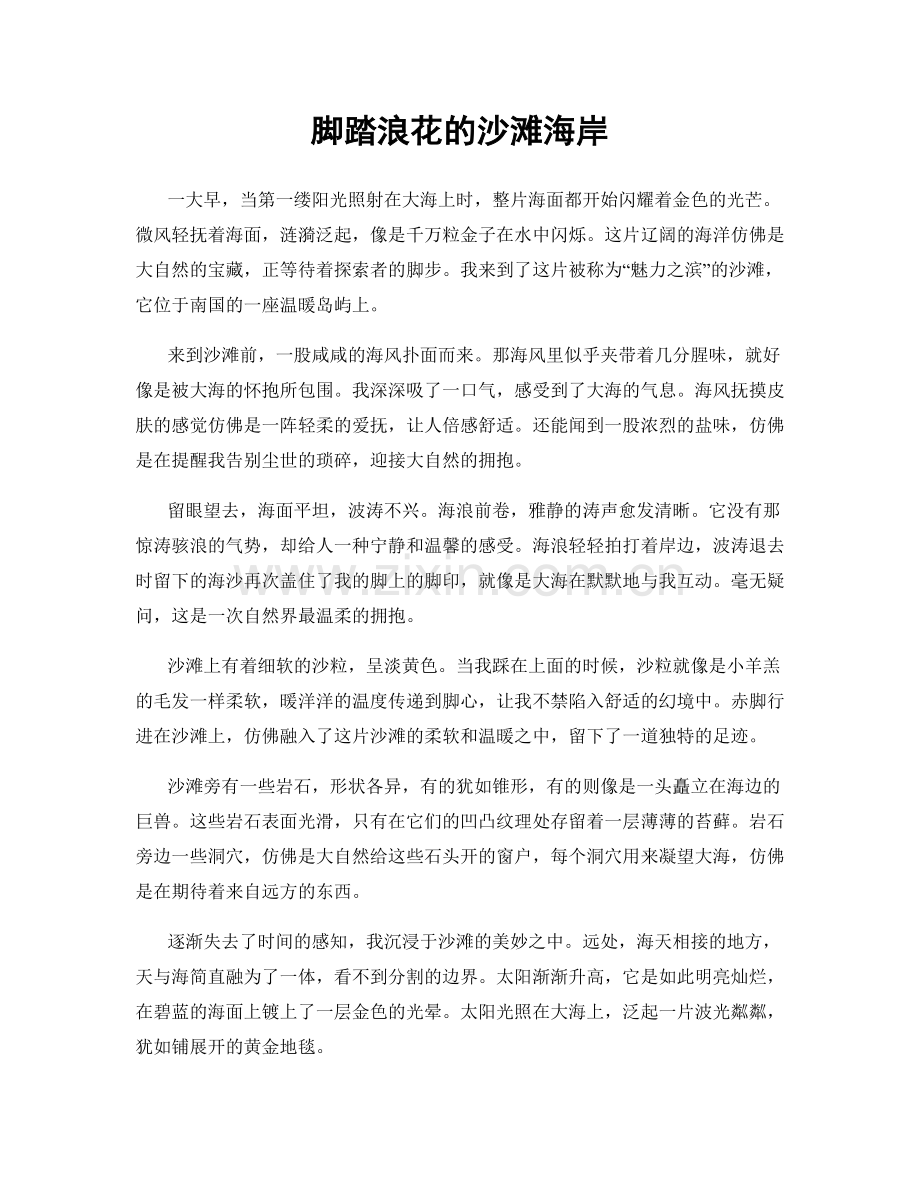 脚踏浪花的沙滩海岸.docx_第1页