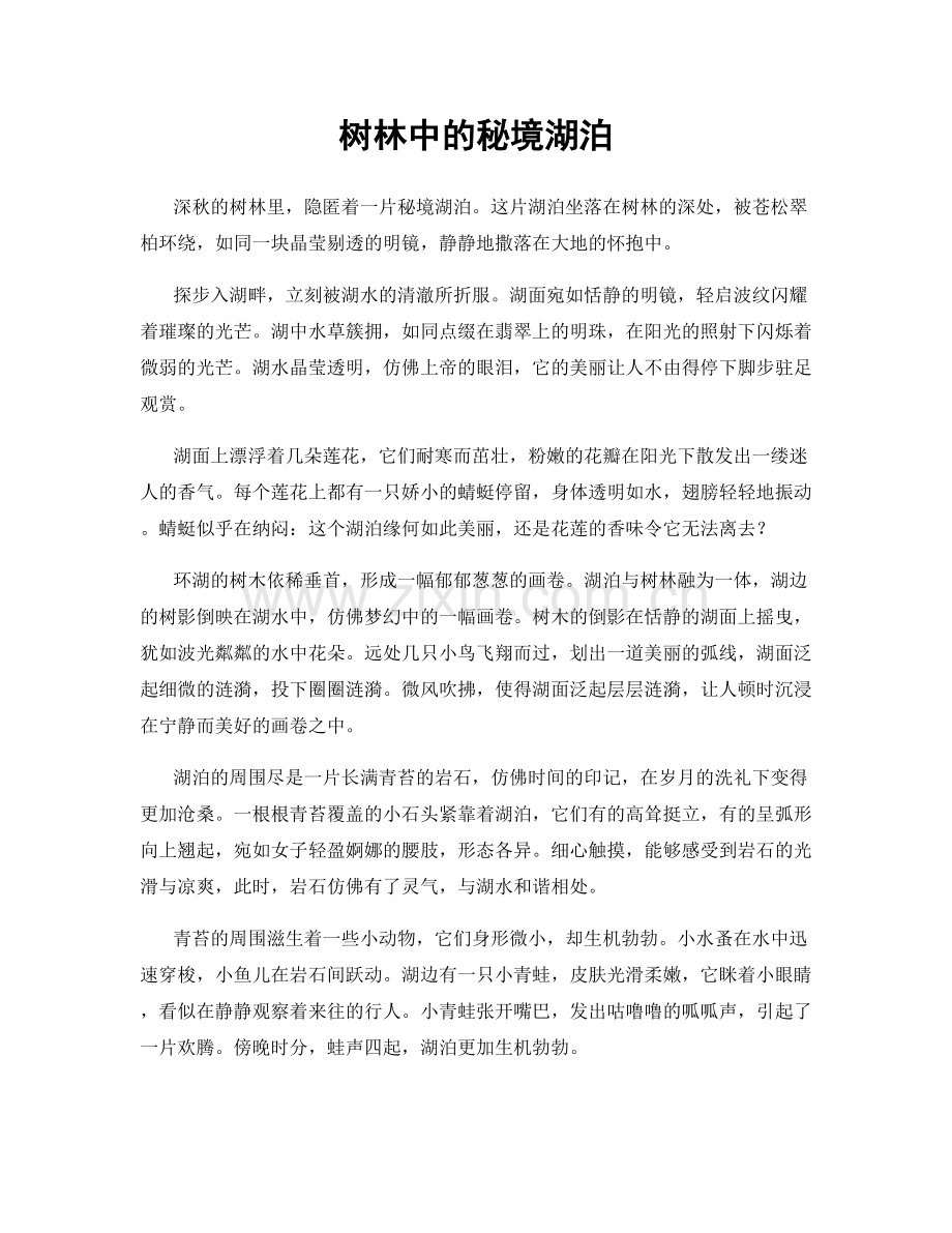 树林中的秘境湖泊.docx_第1页