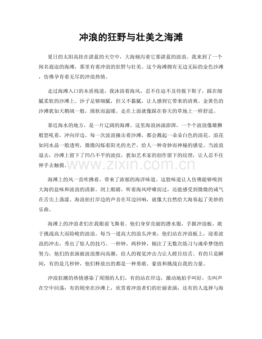冲浪的狂野与壮美之海滩.docx_第1页