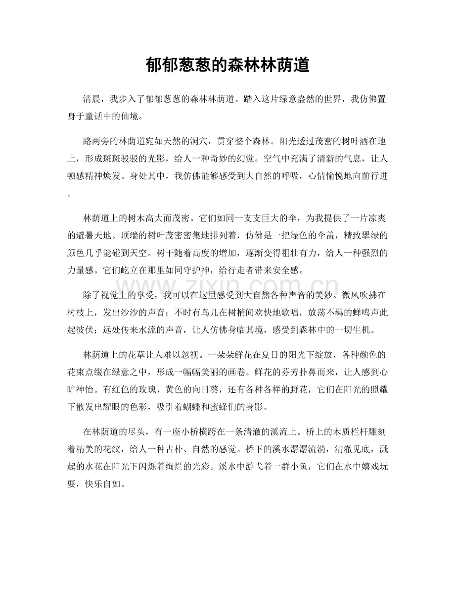 郁郁葱葱的森林林荫道.docx_第1页