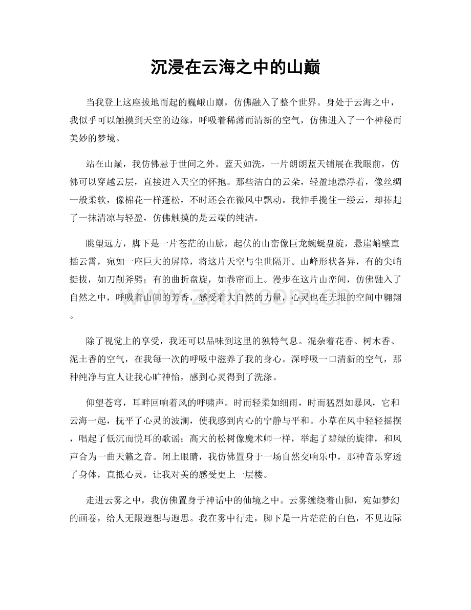沉浸在云海之中的山巅.docx_第1页