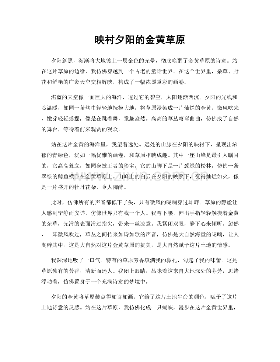 映衬夕阳的金黄草原.docx_第1页