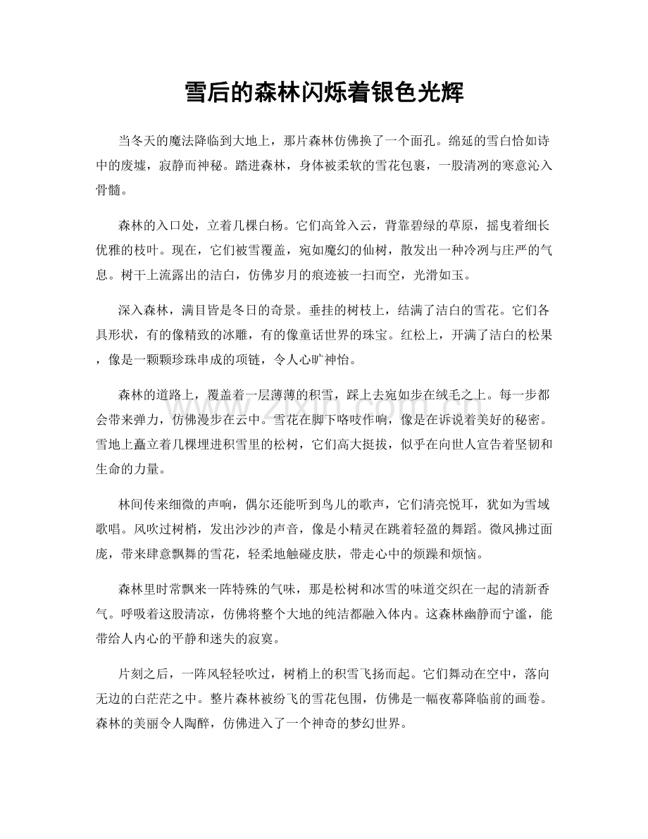 雪后的森林闪烁着银色光辉.docx_第1页