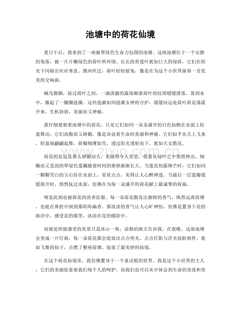 池塘中的荷花仙境.docx_第1页