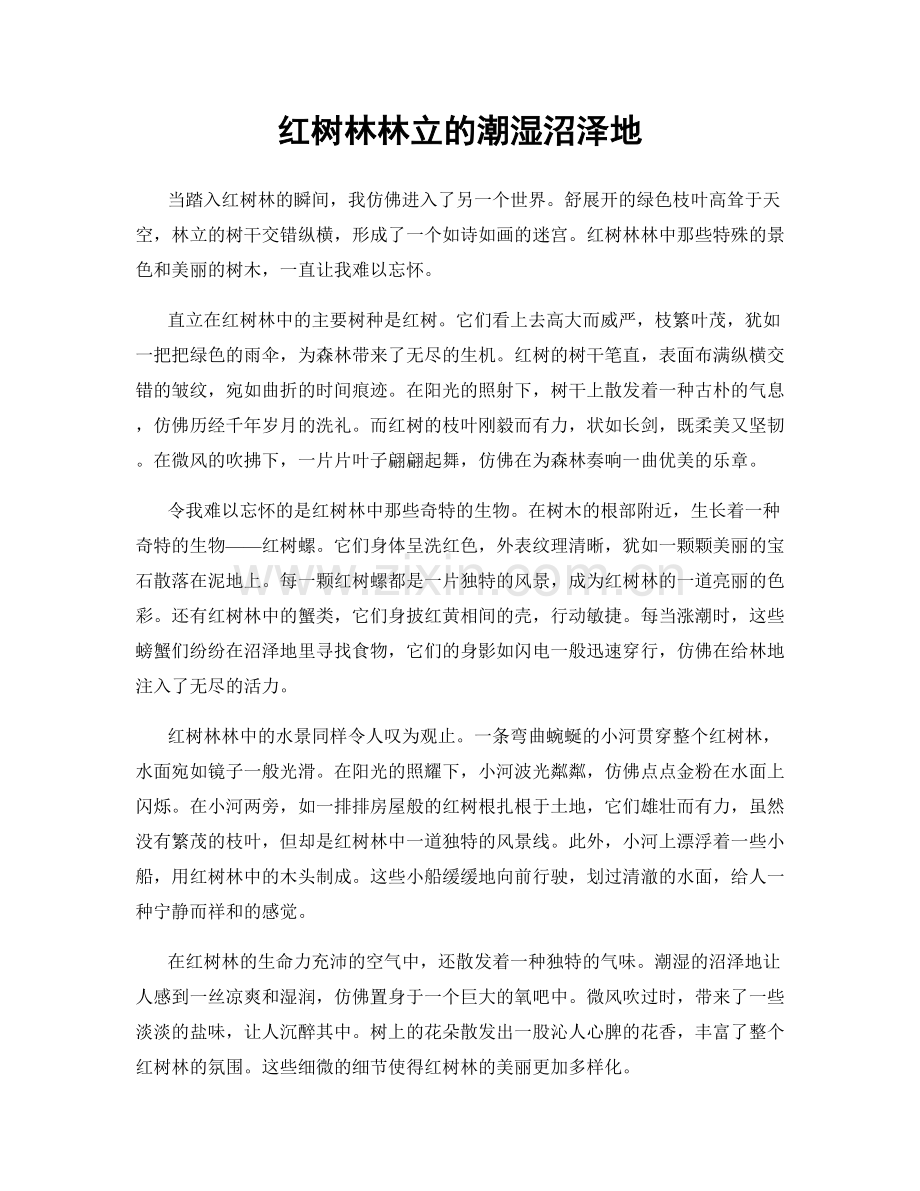 红树林林立的潮湿沼泽地.docx_第1页