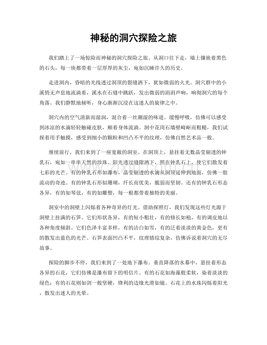 神秘的洞穴探险之旅.docx_第1页