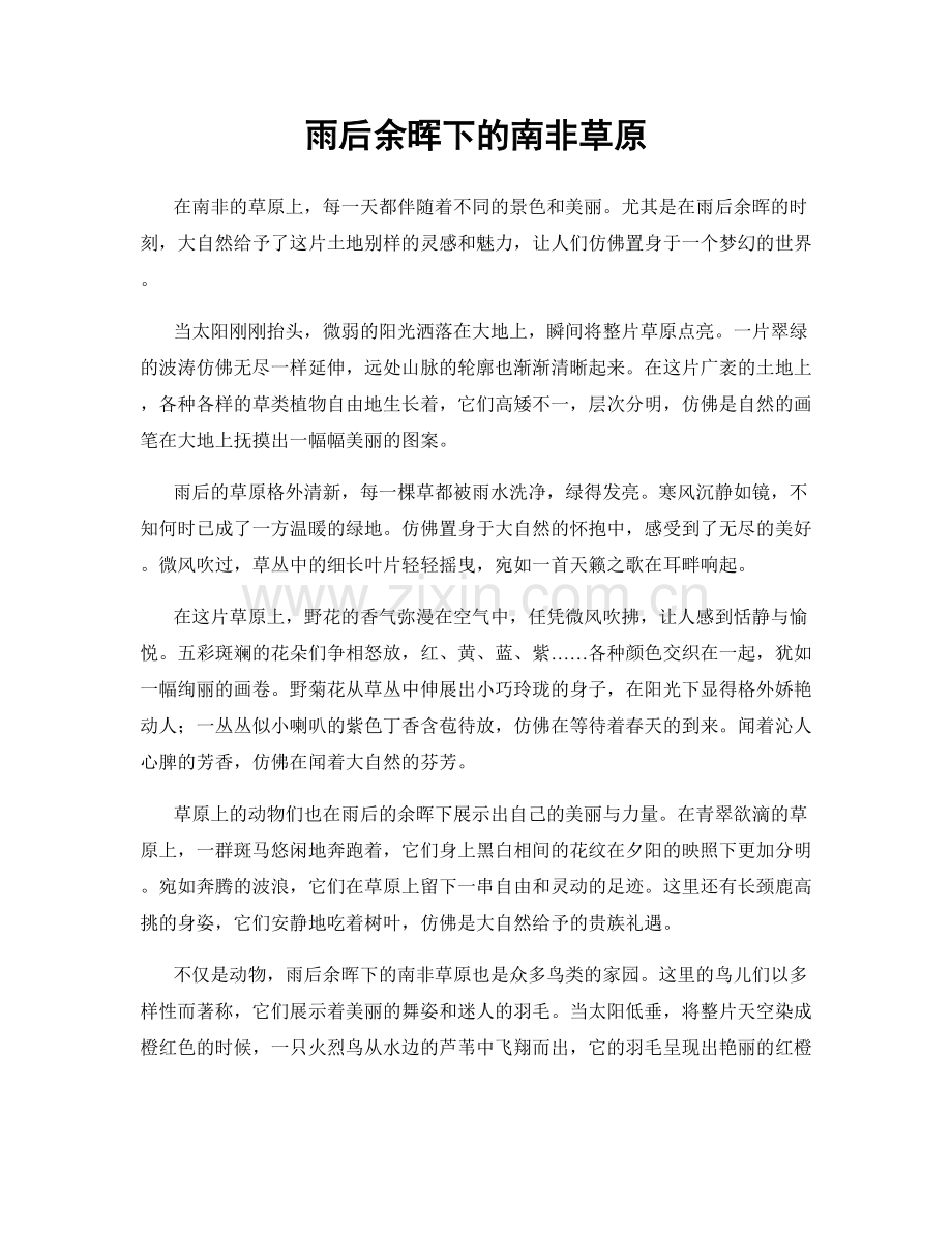 雨后余晖下的南非草原.docx_第1页