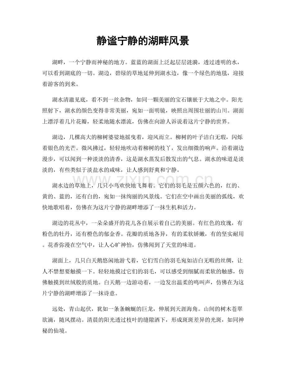 静谧宁静的湖畔风景.docx_第1页