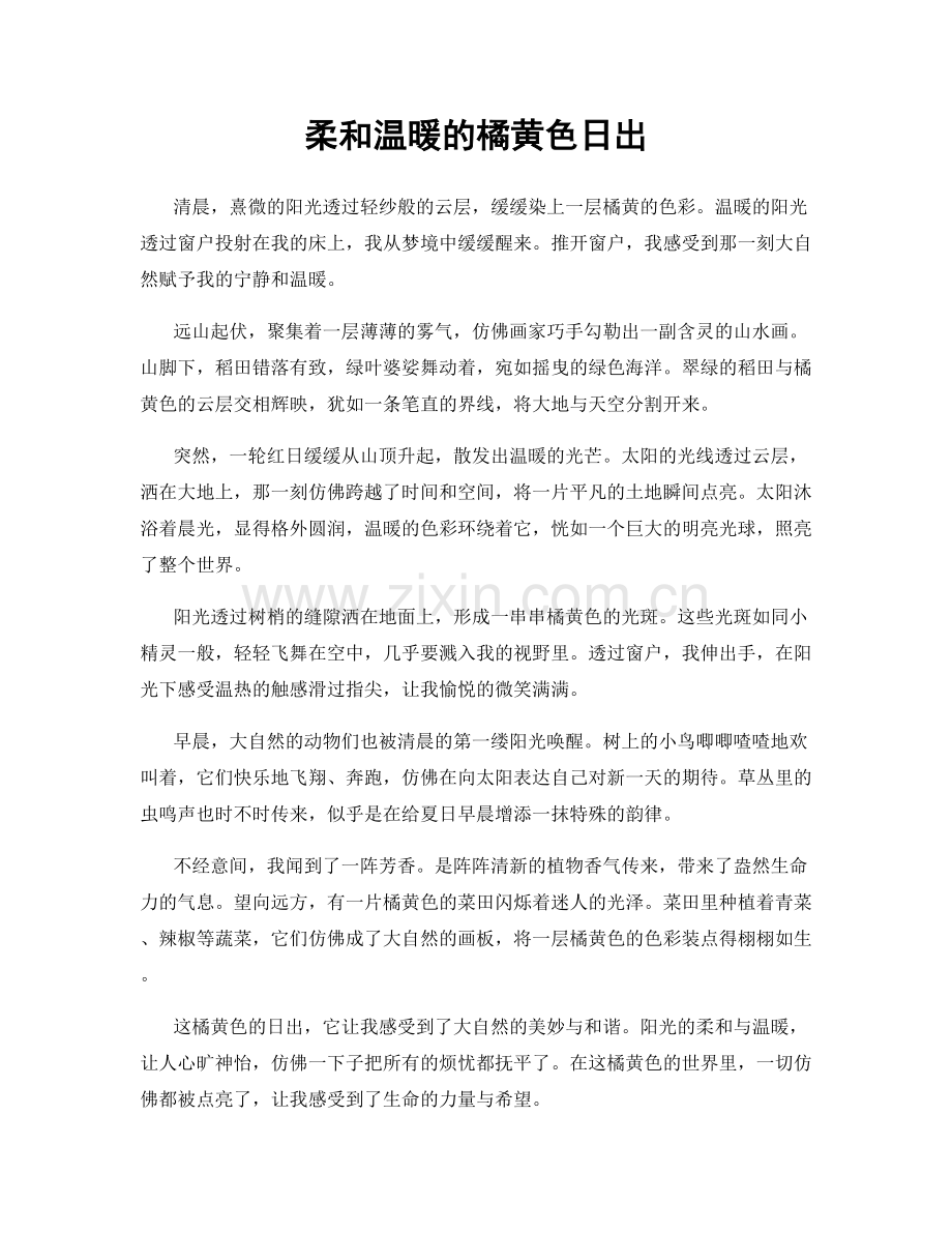 柔和温暖的橘黄色日出.docx_第1页