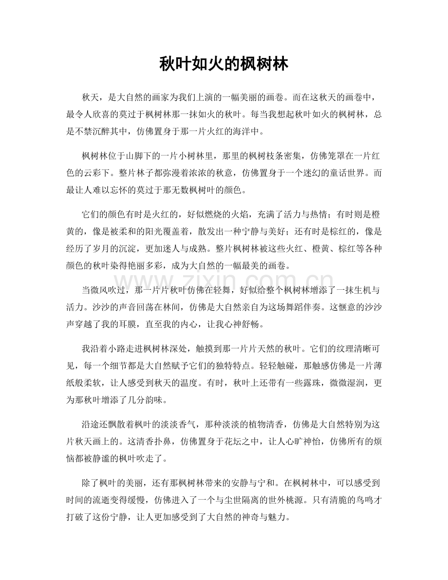 秋叶如火的枫树林.docx_第1页