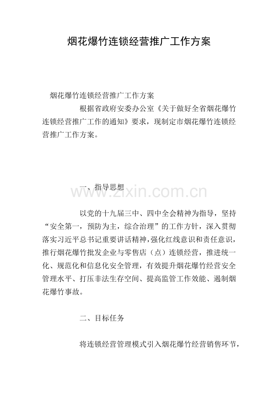 烟花爆竹连锁经营推广工作方案.doc_第1页
