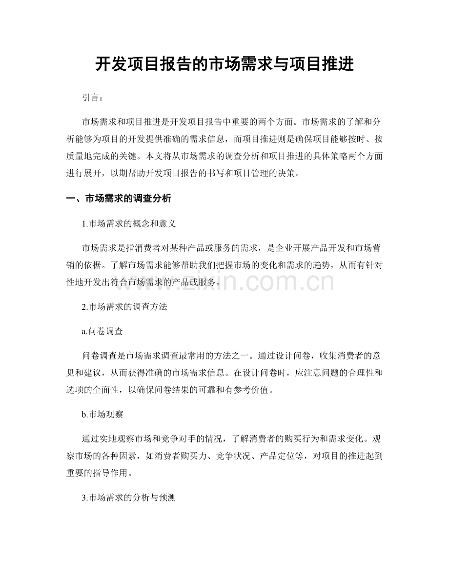 开发项目报告的市场需求与项目推进.docx_第1页
