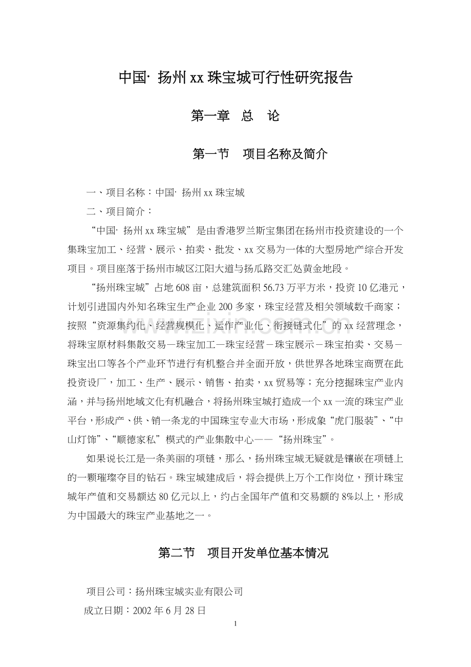 国际珠宝城可行性论证报告.doc_第1页