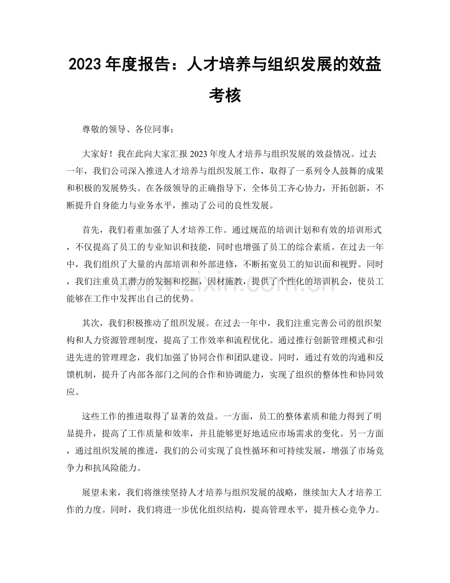 2023年度报告：人才培养与组织发展的效益考核.docx_第1页