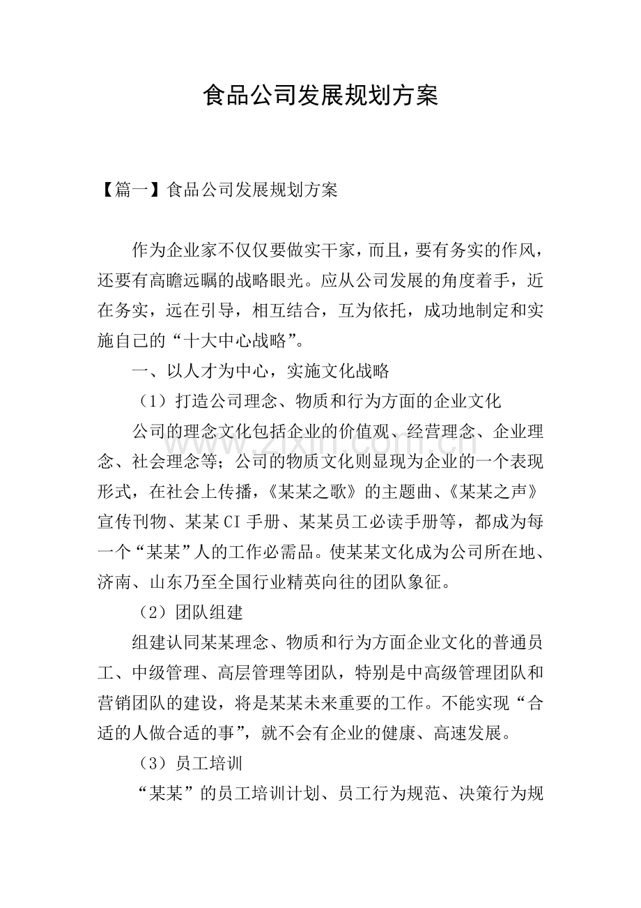 食品公司发展规划方案.doc_第1页