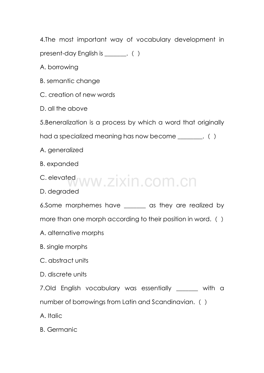 2022年历年全国自考英语词汇学试题及参考答案.doc_第2页