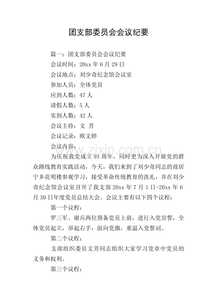 团支部委员会会议纪要.doc_第1页