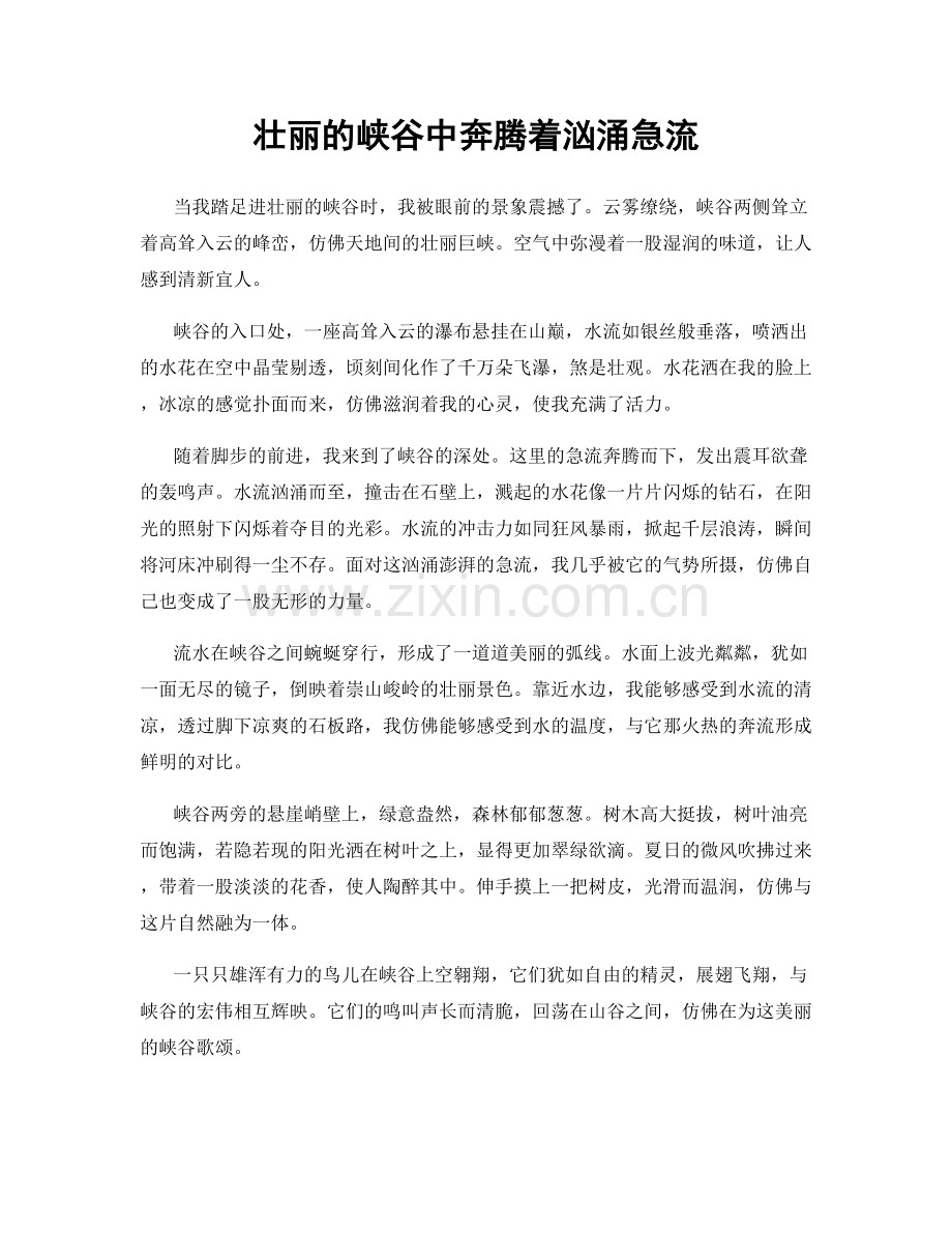 壮丽的峡谷中奔腾着汹涌急流.docx_第1页