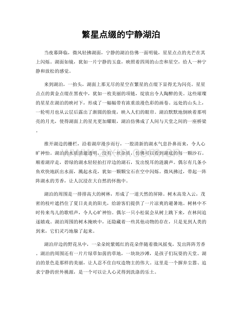 繁星点缀的宁静湖泊.docx_第1页