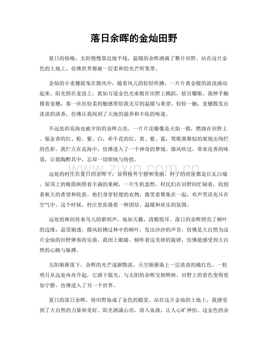 落日余晖的金灿田野.docx_第1页