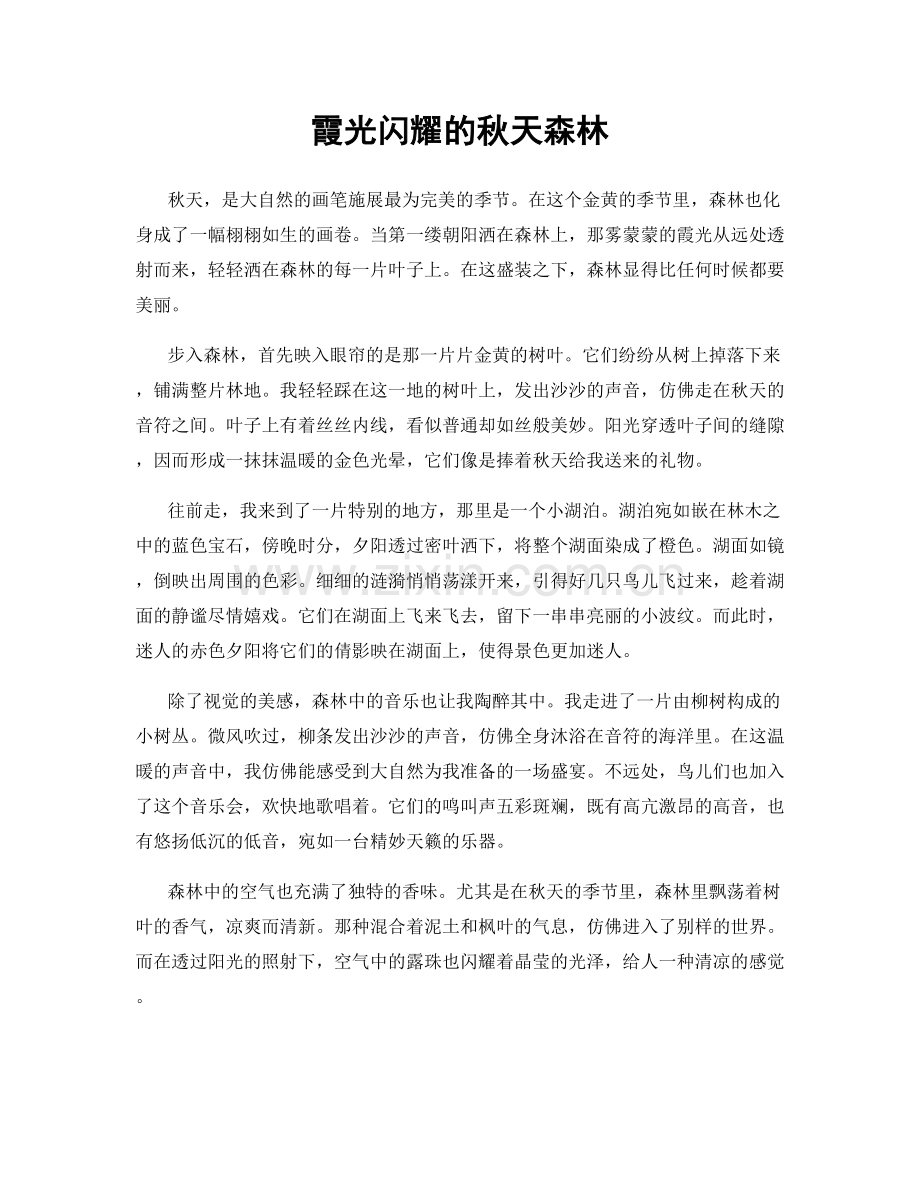 霞光闪耀的秋天森林.docx_第1页