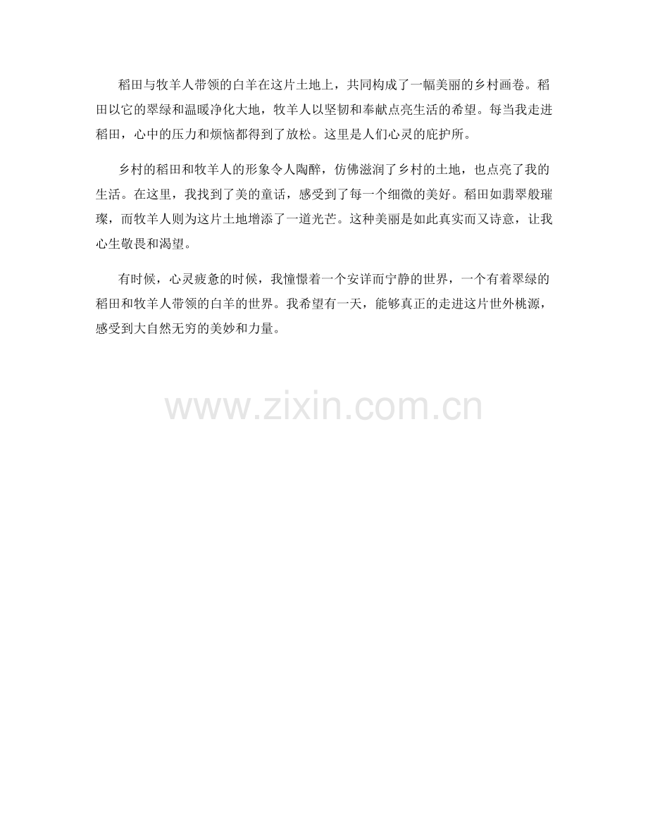 翠绿的稻田与牧羊人带领的白羊.docx_第2页
