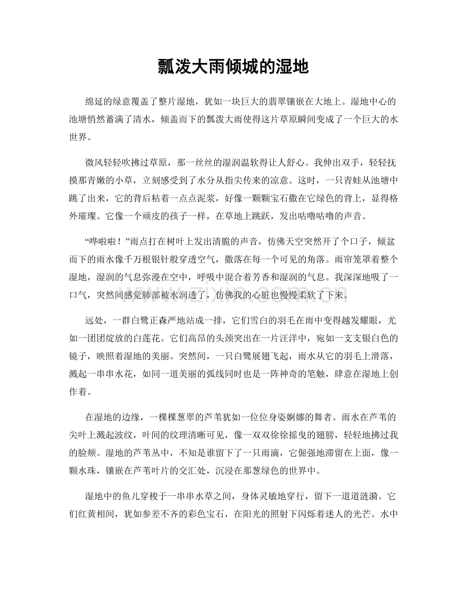 瓢泼大雨倾城的湿地.docx_第1页