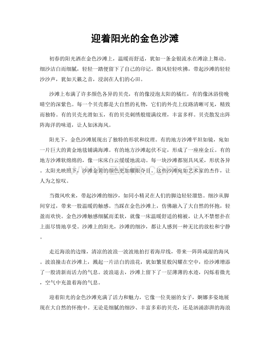 迎着阳光的金色沙滩.docx_第1页