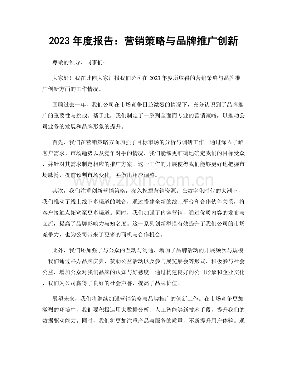 2023年度报告：营销策略与品牌推广创新.docx_第1页