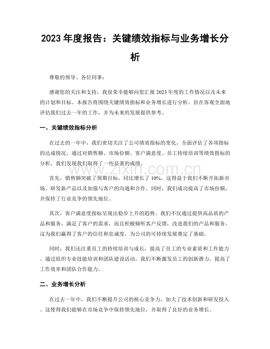 2023年度报告：关键绩效指标与业务增长分析.docx_第1页