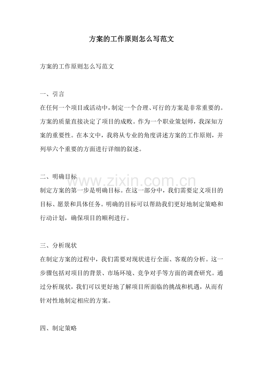 方案的工作原则怎么写范文.docx_第1页