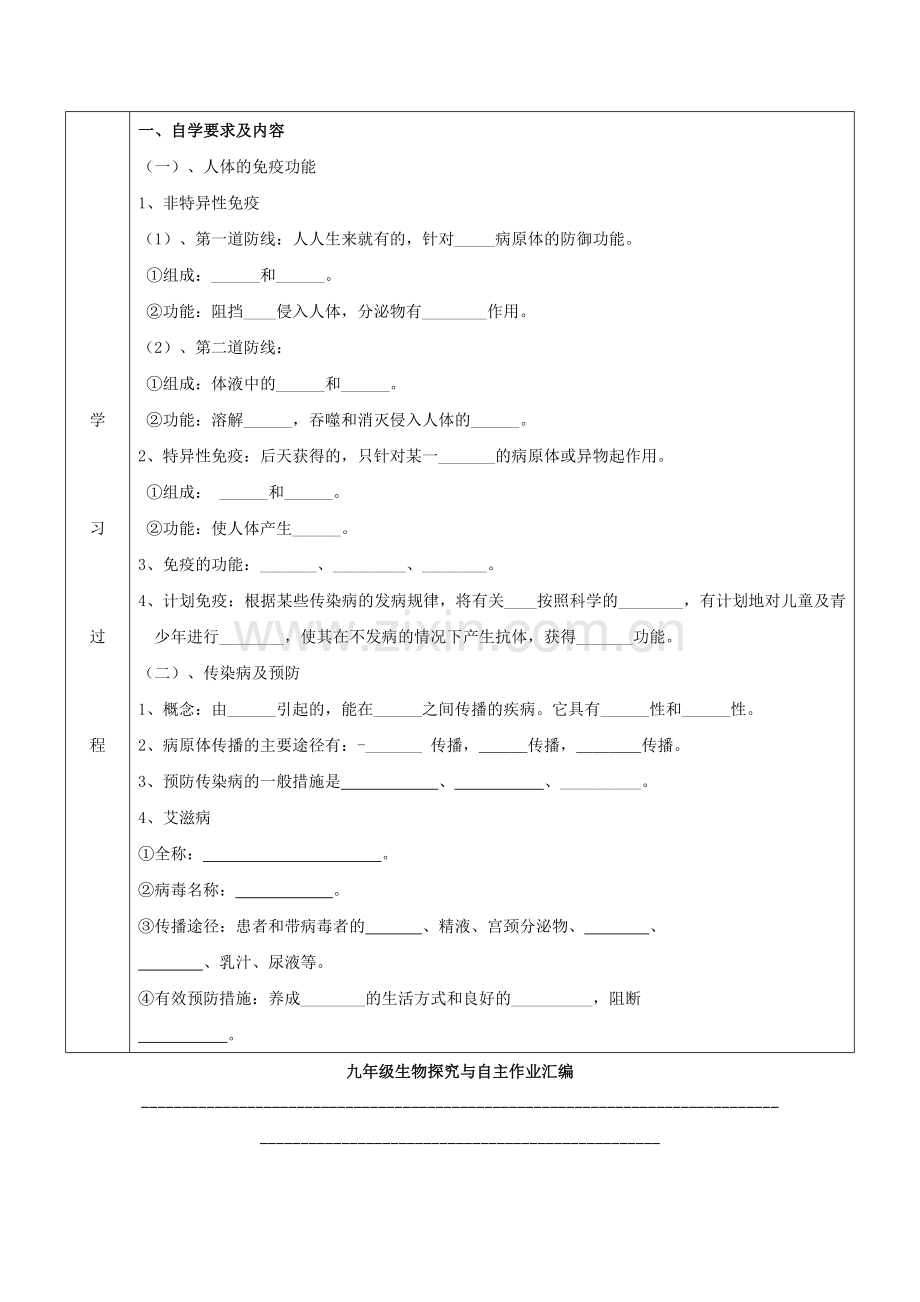 2019-2020年九年级生物探究与自主作业汇编：免疫与健康-人在生物圈中的作用.doc_第2页
