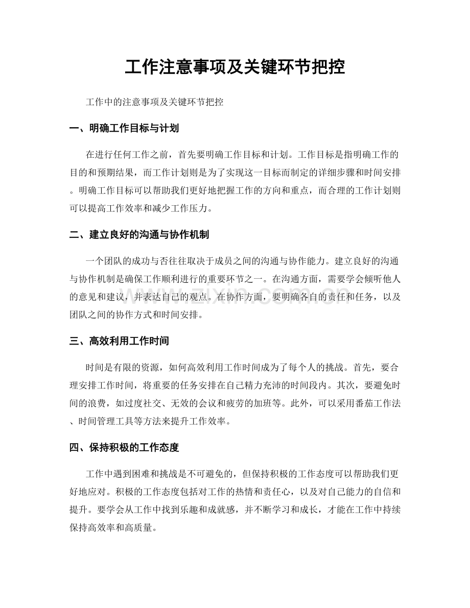工作注意事项及关键环节把控.docx_第1页
