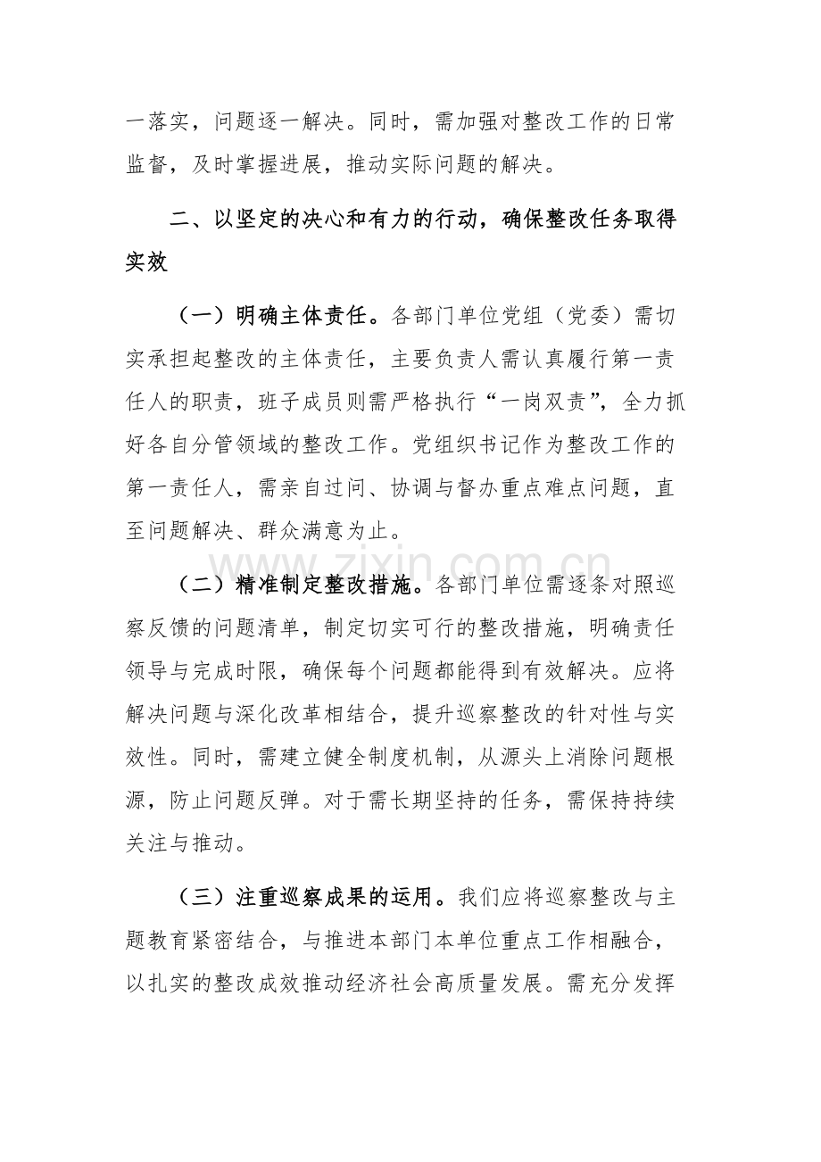 在2024年巡视反馈会上关于改工作的讲话范文.docx_第2页