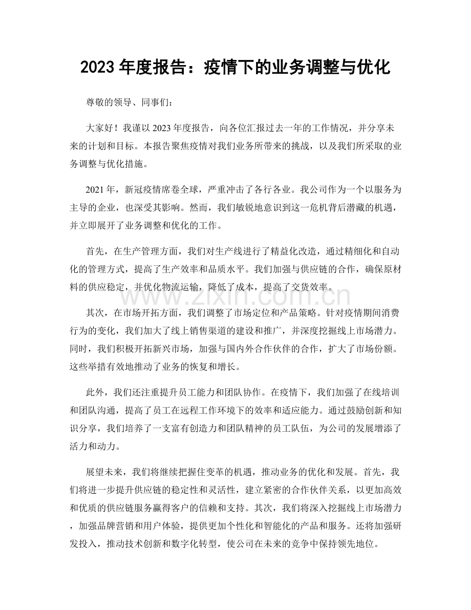 2023年度报告：疫情下的业务调整与优化.docx_第1页