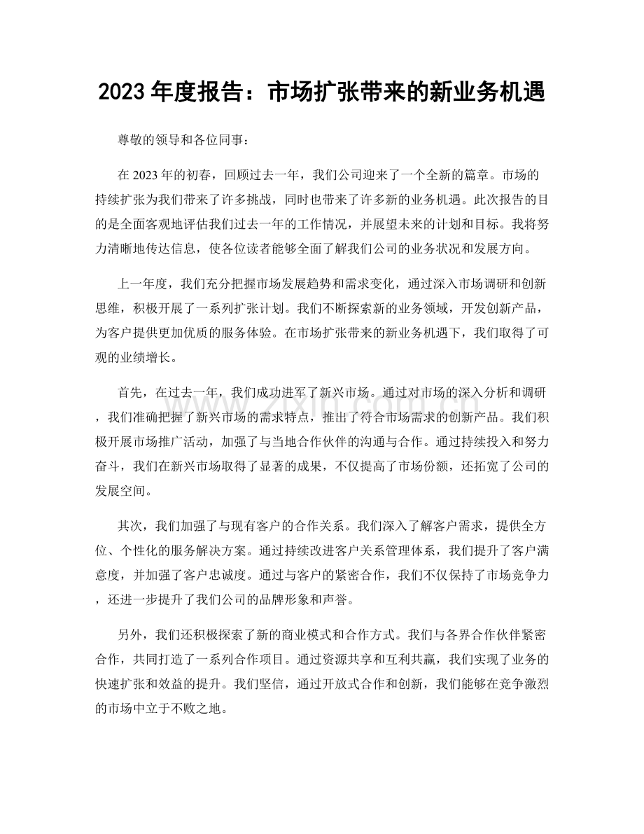 2023年度报告：市场扩张带来的新业务机遇.docx_第1页