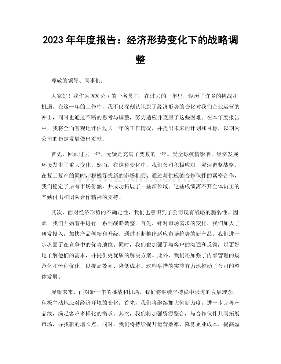 2023年年度报告：经济形势变化下的战略调整.docx_第1页