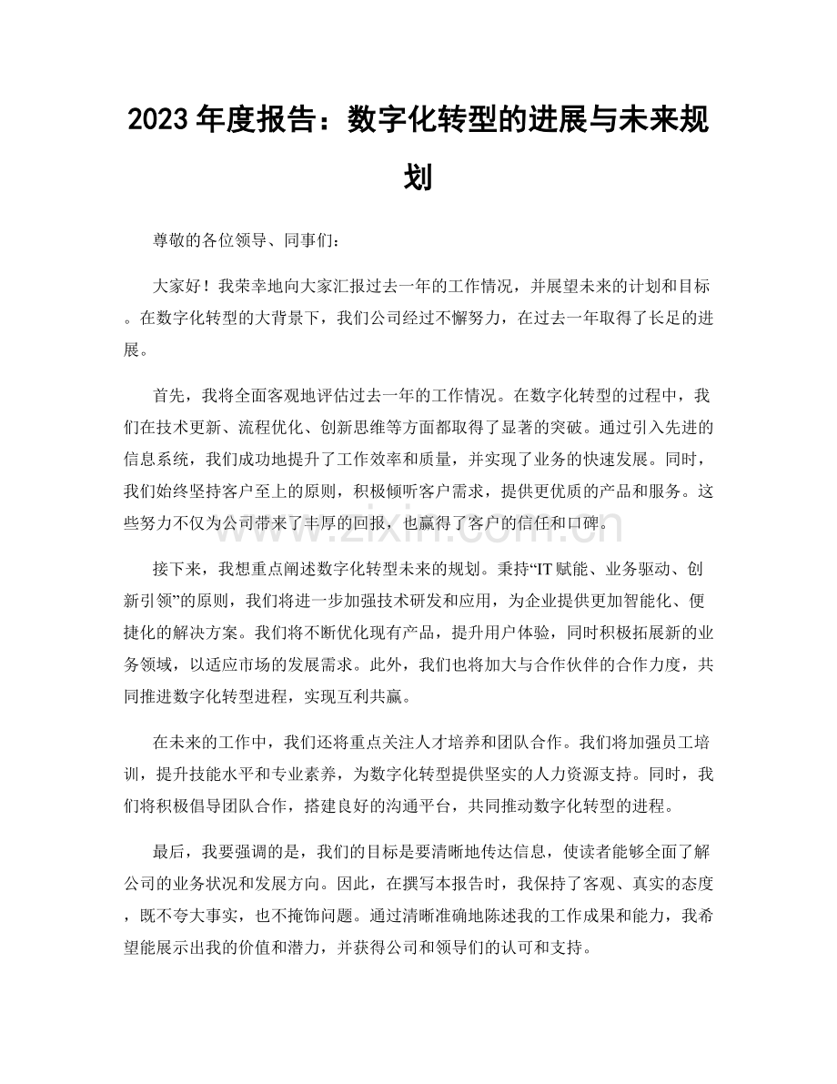 2023年度报告：数字化转型的进展与未来规划.docx_第1页