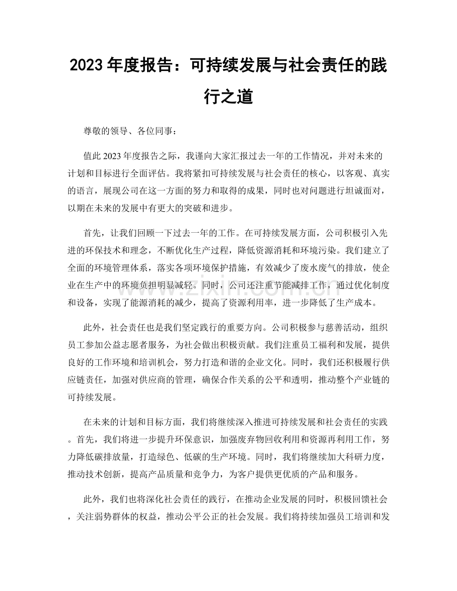 2023年度报告：可持续发展与社会责任的践行之道.docx_第1页