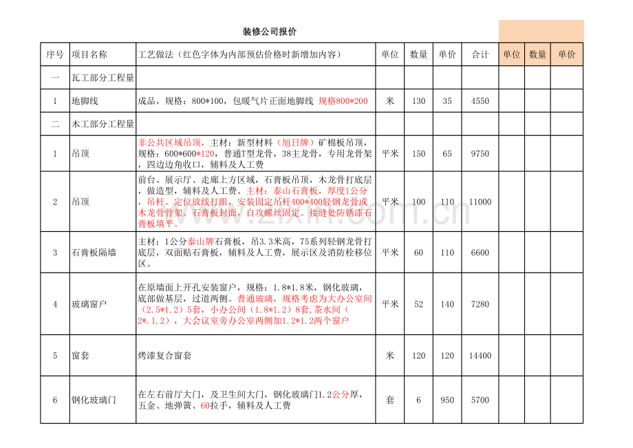 办公区域厂房装修预算方案.xls_第1页