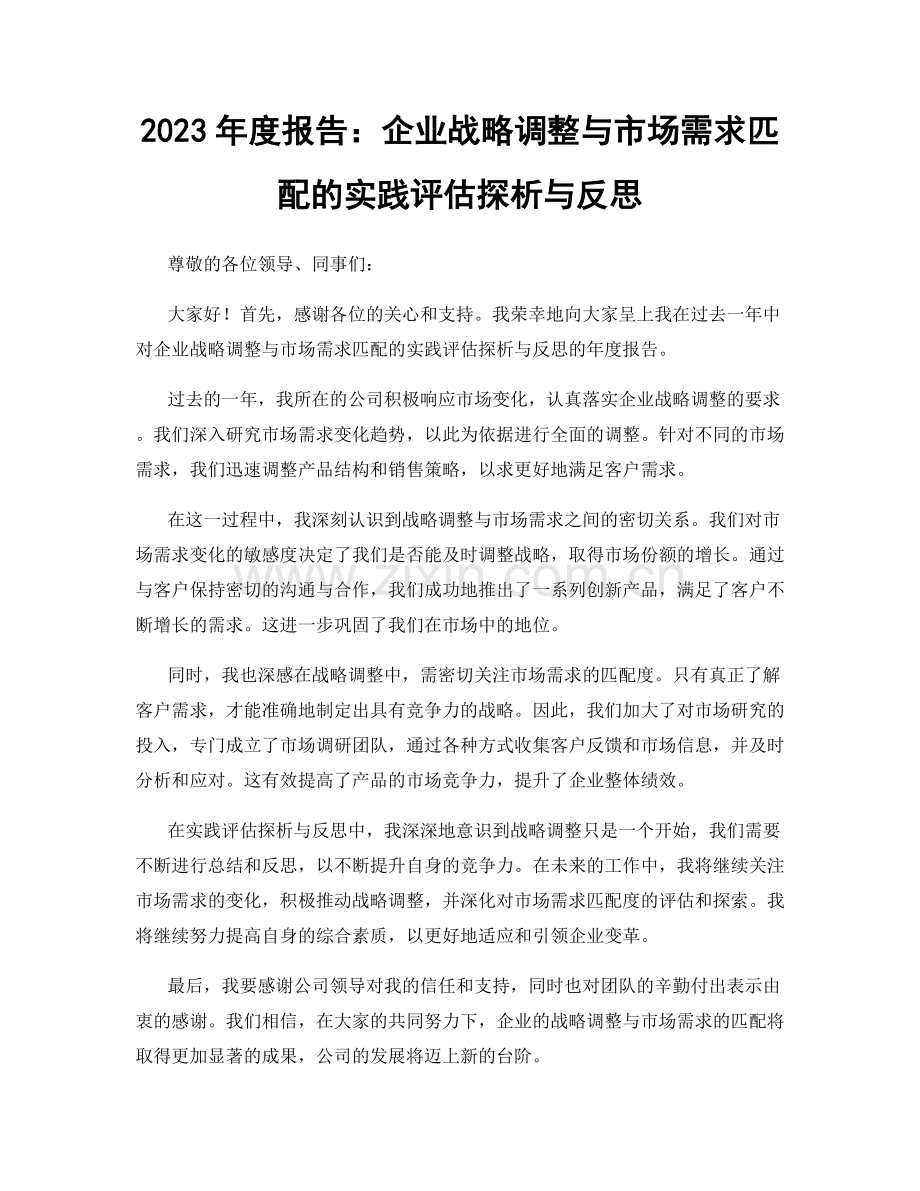 2023年度报告：企业战略调整与市场需求匹配的实践评估探析与反思.docx_第1页