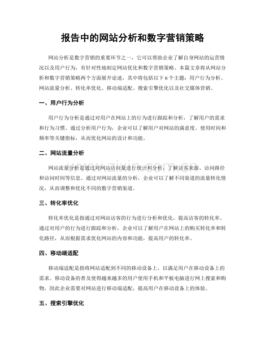 报告中的网站分析和数字营销策略.docx_第1页