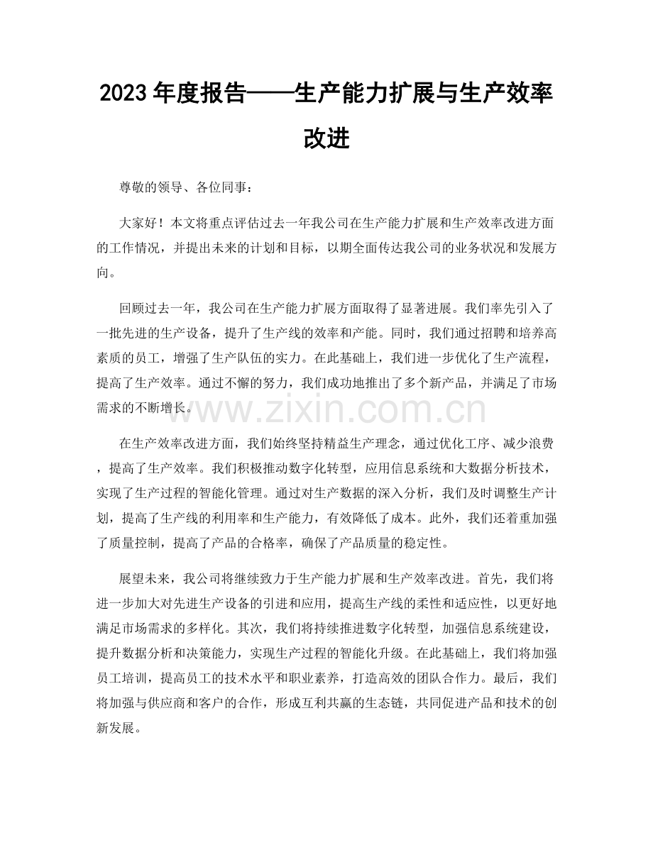 2023年度报告——生产能力扩展与生产效率改进.docx_第1页
