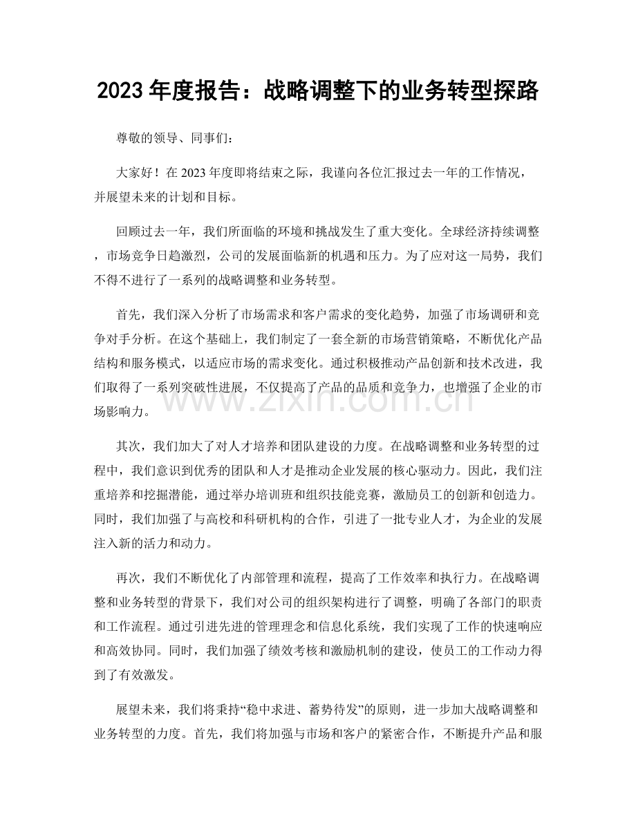 2023年度报告：战略调整下的业务转型探路.docx_第1页