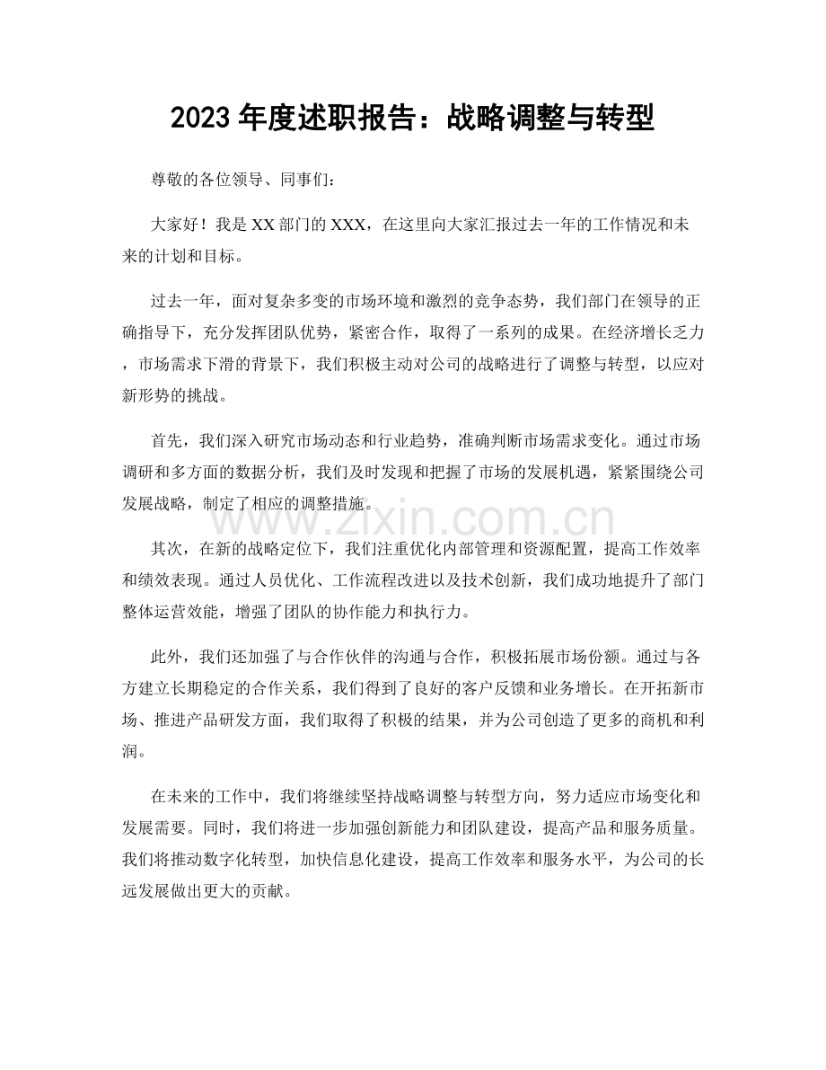 2023年度述职报告：战略调整与转型.docx_第1页
