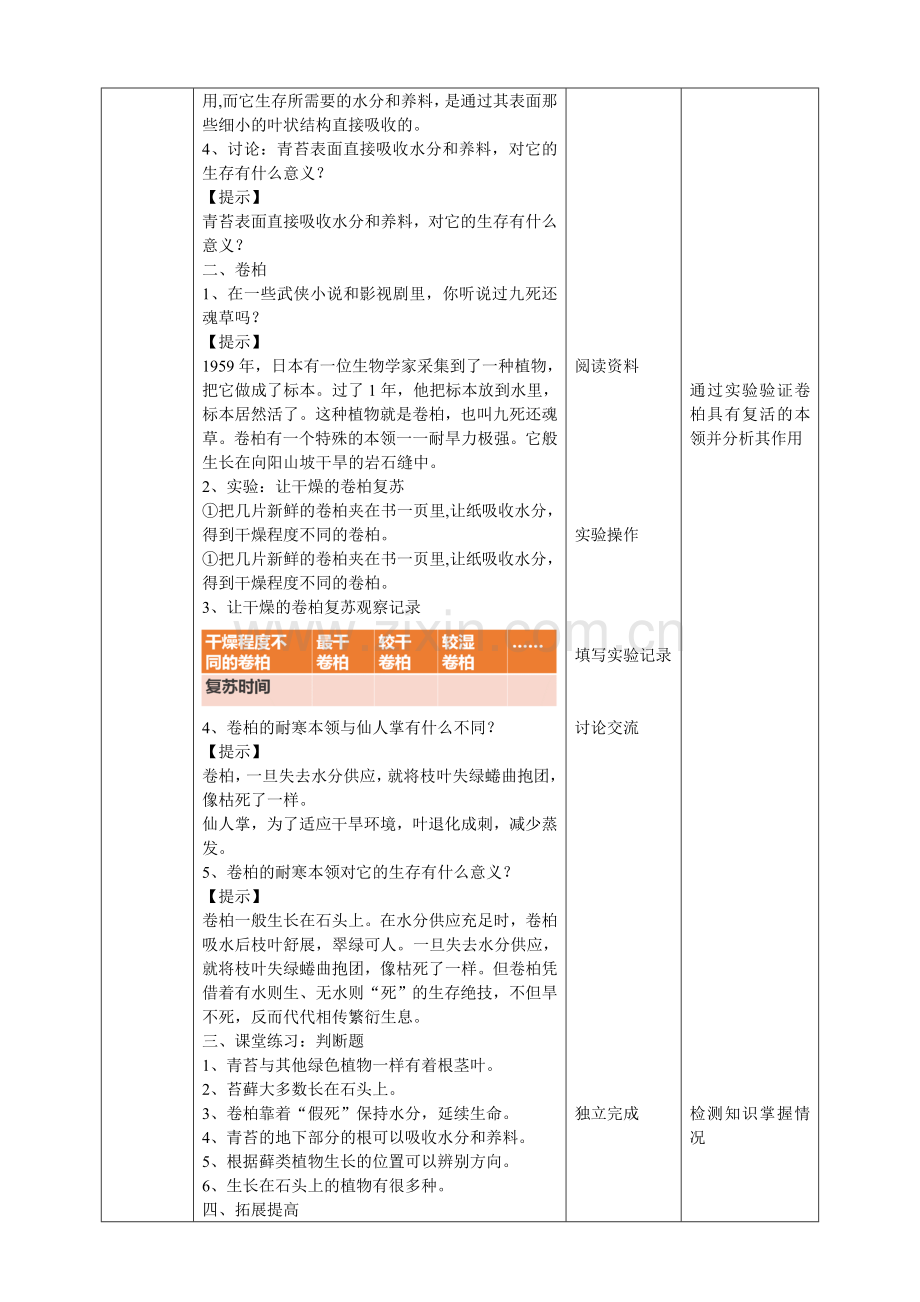 苏教版科学三年级下2.8《石头上的植物》教案.doc_第2页