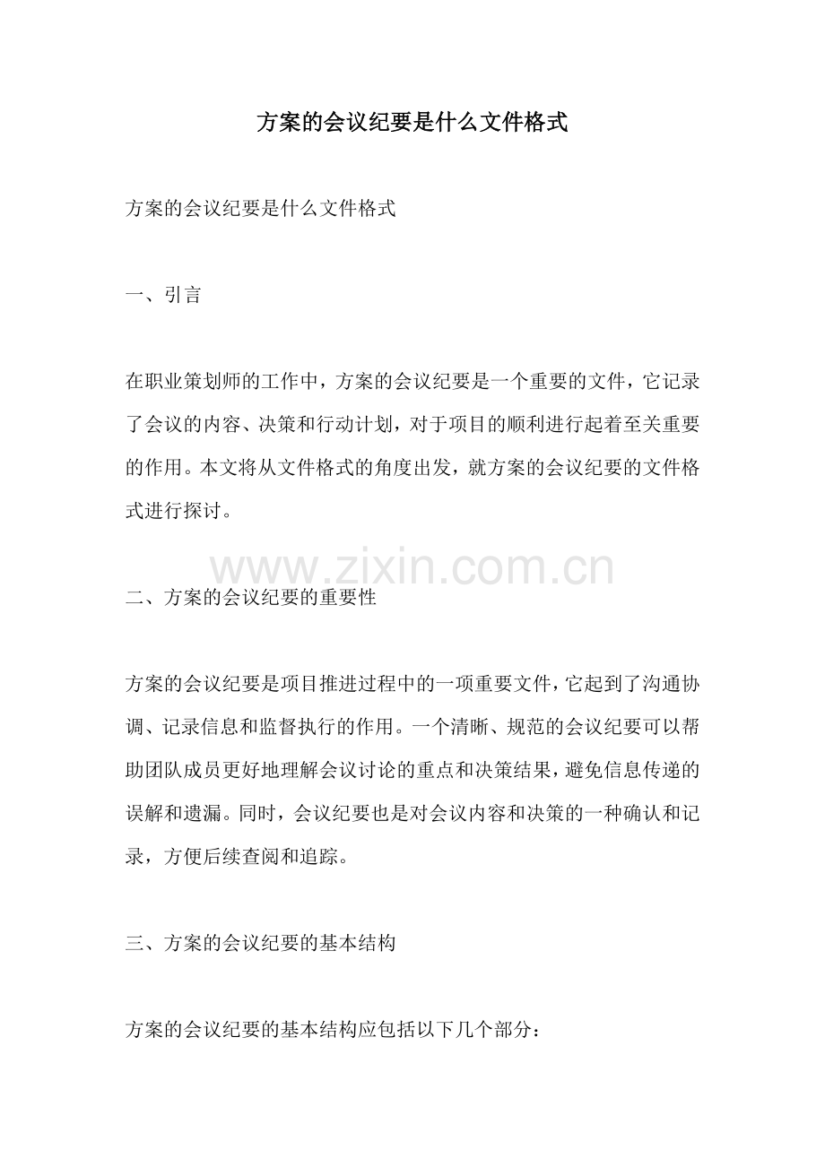 方案的会议纪要是什么文件格式.docx_第1页