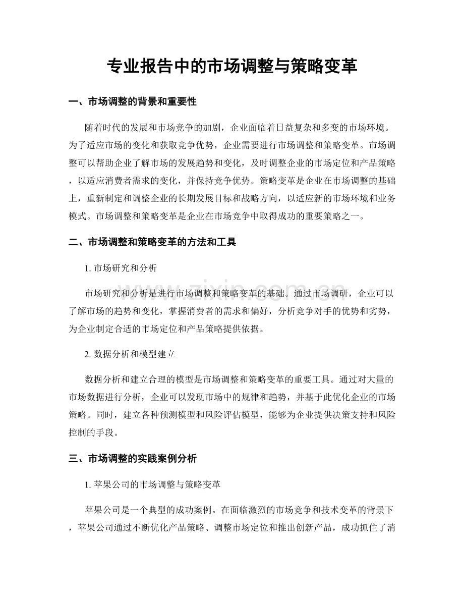 专业报告中的市场调整与策略变革.docx_第1页