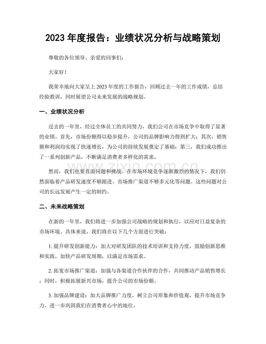 2023年度报告：业绩状况分析与战略策划.docx_第1页